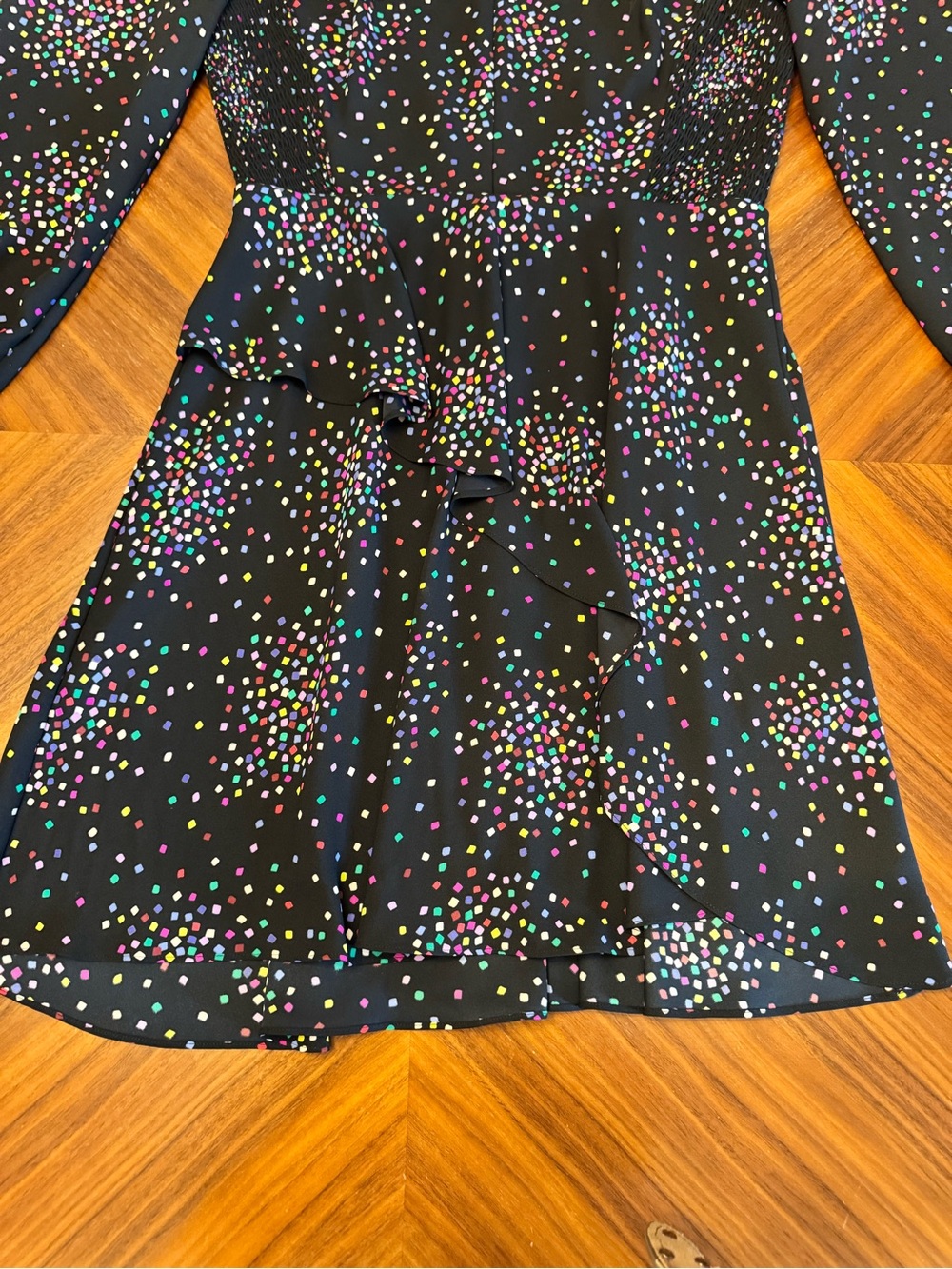 Kate Spade New York Confetti Cheer Smocked Long Sleeve Dress Size 8 - Picture 15 of 16